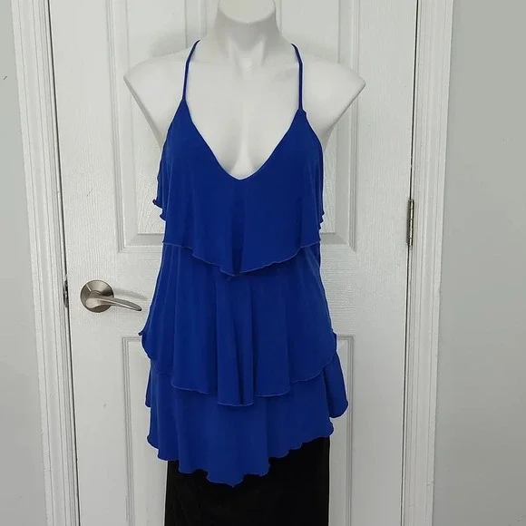 Moon Katz Royal Blue Layered Open Back Top - Picture 2 of 13